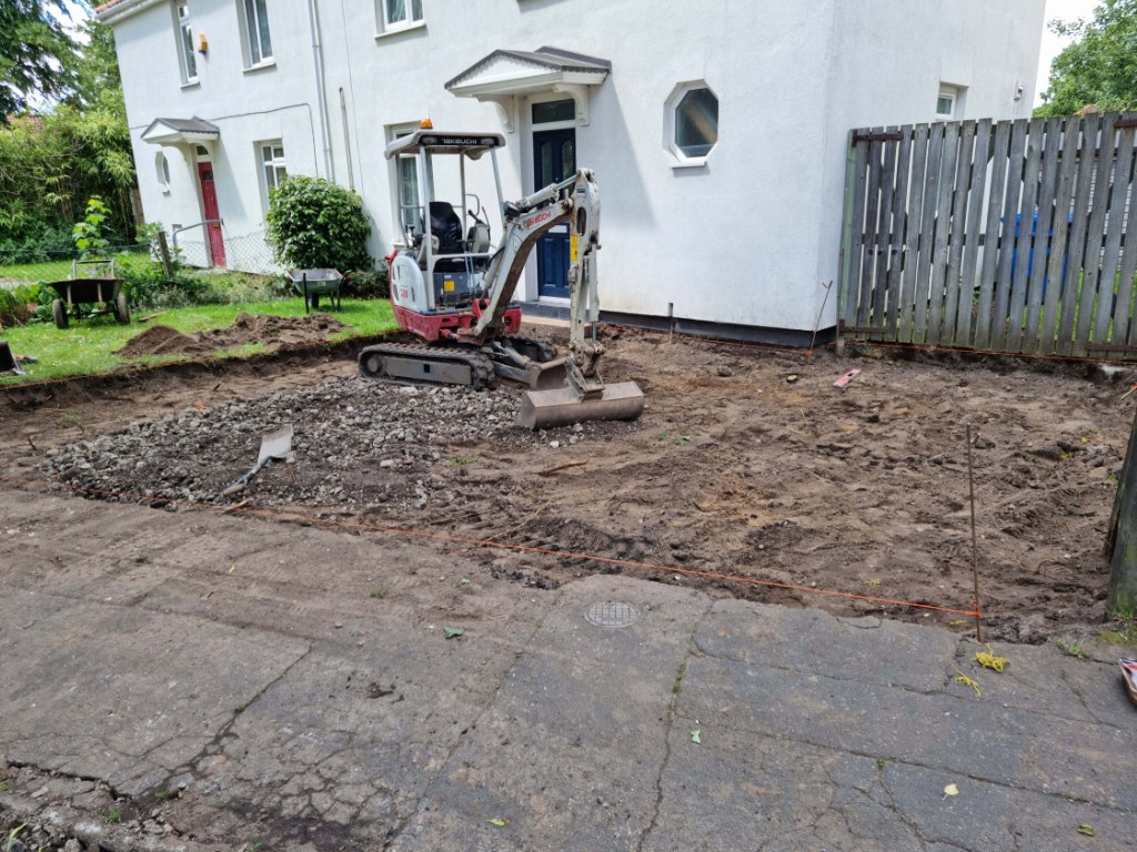 This is a photo of a dig out being carried out by Ramsgate Driveways in preparation for a block paving driveway