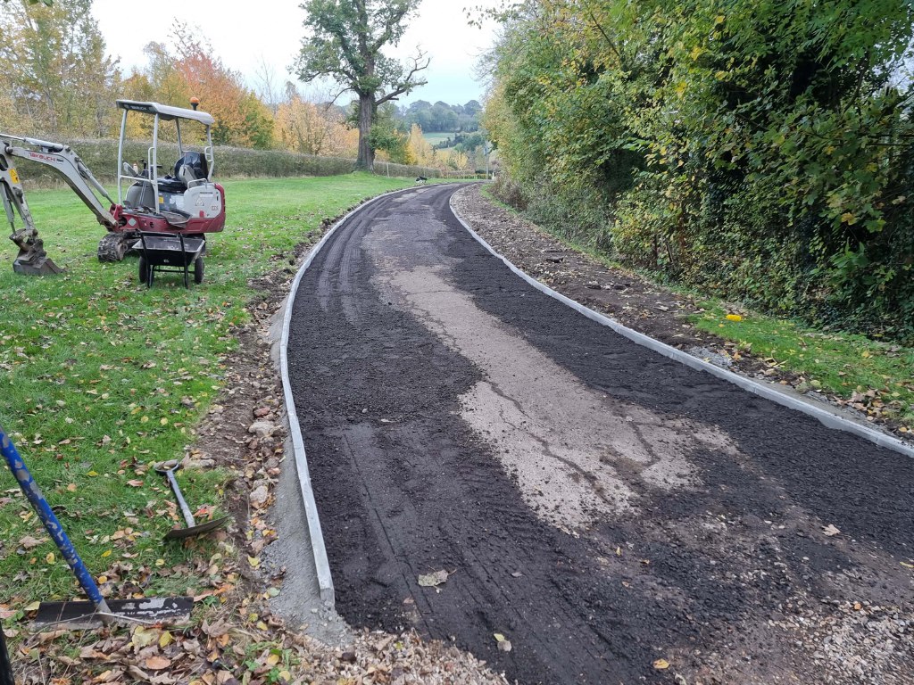 This is a large driveway which is in the process of having a tar and chip driveway installed on by Ramsgate Driveways