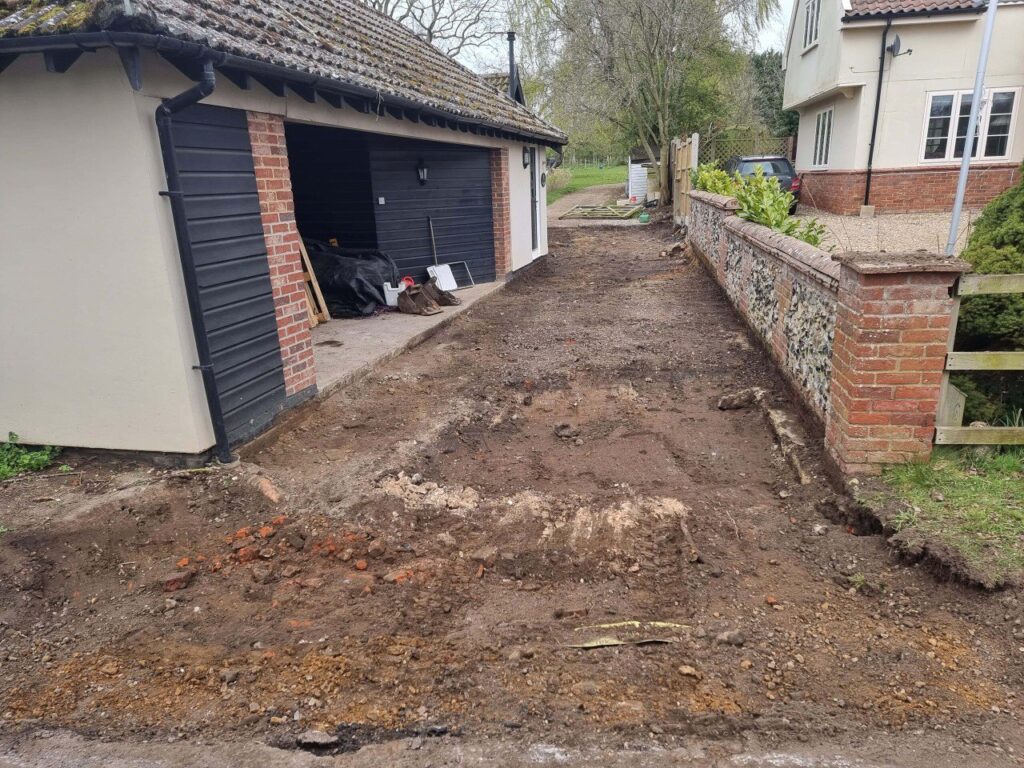 This is a tarmac driveway that is in the process of being dug out and installed by Ramsgate Driveways